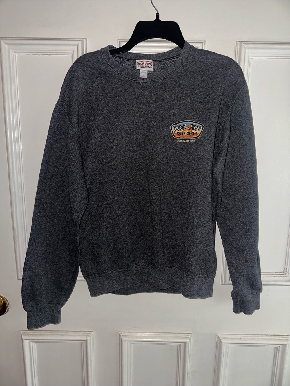 Ron Jon Charcoal Heather Crewneck Sweatshirt with Small Chest Logo